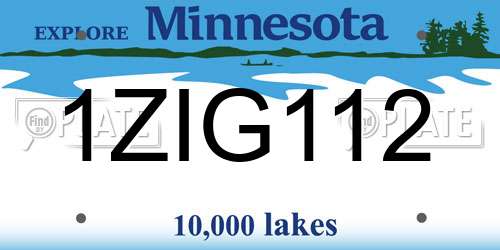 1ZIG112 Minnesota License Plate