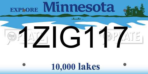1ZIG117 Minnesota License Plate