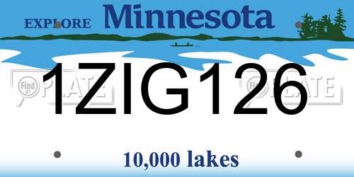 1ZIG126 Minnesota License Plate