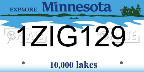1ZIG129 Minnesota License Plate