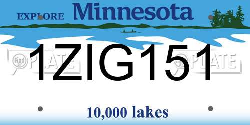 1ZIG151 Minnesota License Plate