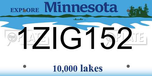 1ZIG152 Minnesota License Plate