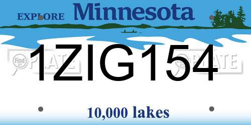 1ZIG154 Minnesota License Plate