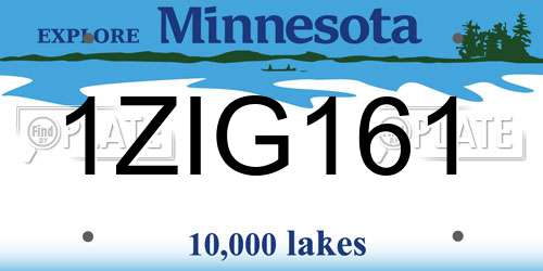 1ZIG161 Minnesota License Plate