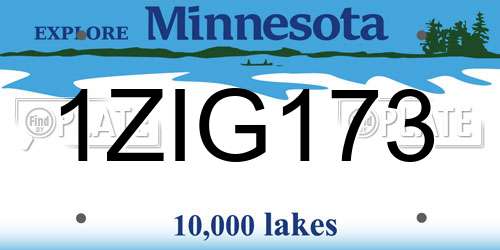 1ZIG173 Minnesota License Plate