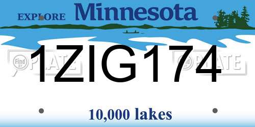 1ZIG174 Minnesota License Plate
