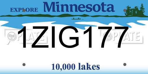 1ZIG177 Minnesota License Plate