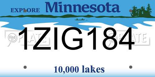 1ZIG184 Minnesota License Plate