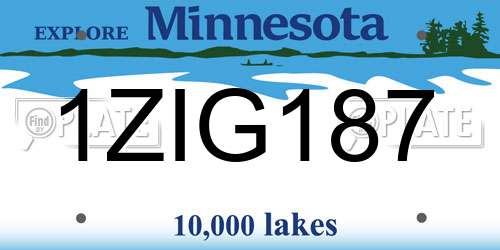 1ZIG187 Minnesota License Plate