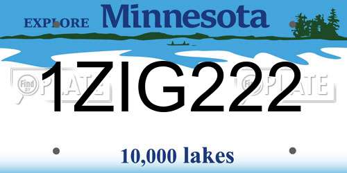 1ZIG222 Minnesota License Plate
