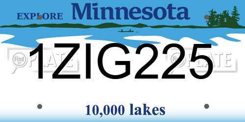 1ZIG225 Minnesota License Plate