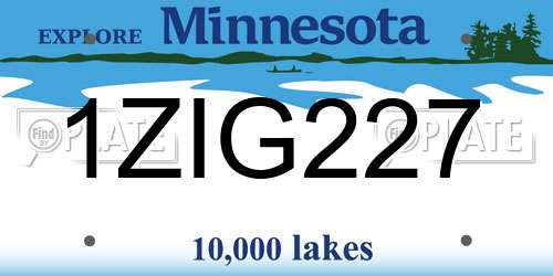 1ZIG227 Minnesota License Plate