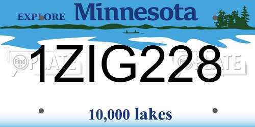 1ZIG228 Minnesota License Plate