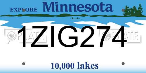 1ZIG274 Minnesota License Plate