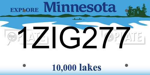 1ZIG277 Minnesota License Plate
