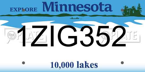 1ZIG352 Minnesota License Plate