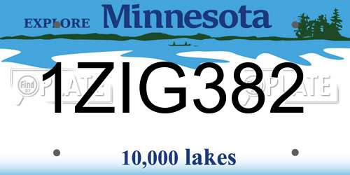1ZIG382 Minnesota License Plate