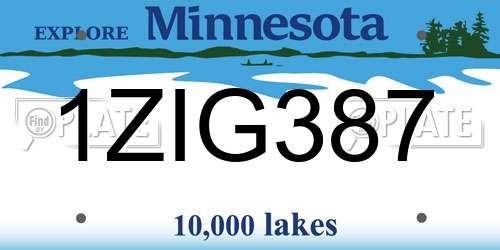 1ZIG387 Minnesota License Plate