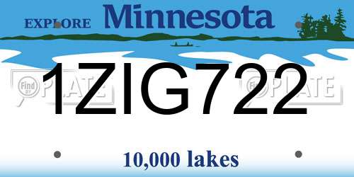 1ZIG722 Minnesota License Plate