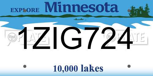 1ZIG724 Minnesota License Plate