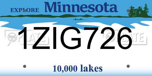 1ZIG726 Minnesota License Plate