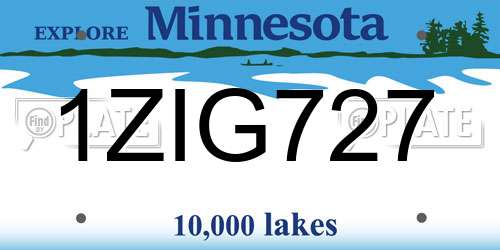 1ZIG727 Minnesota License Plate