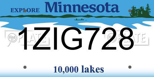 1ZIG728 Minnesota License Plate
