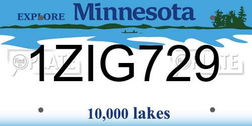 1ZIG729 Minnesota License Plate