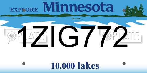 1ZIG772 Minnesota License Plate
