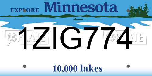 1ZIG774 Minnesota License Plate