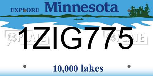 1ZIG775 Minnesota License Plate