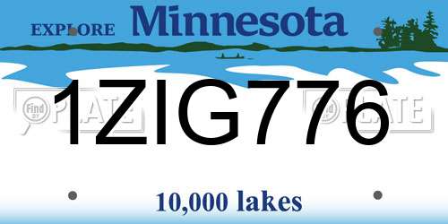 1ZIG776 Minnesota License Plate