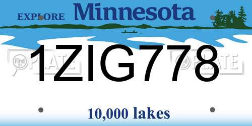 1ZIG778 Minnesota License Plate