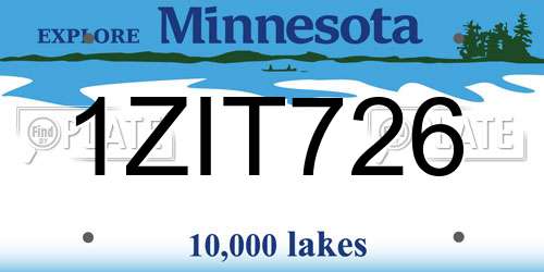 1ZIT726 Minnesota License Plate