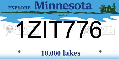 1ZIT776 Minnesota License Plate