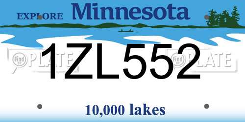 1ZL552 Minnesota License Plate