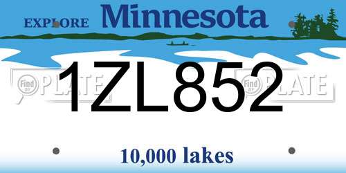 1ZL852 Minnesota License Plate