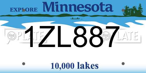 1ZL887 Minnesota License Plate