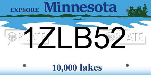 1ZLB52 Minnesota License Plate