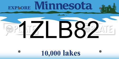1ZLB82 Minnesota License Plate
