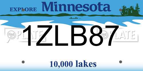 1ZLB87 Minnesota License Plate