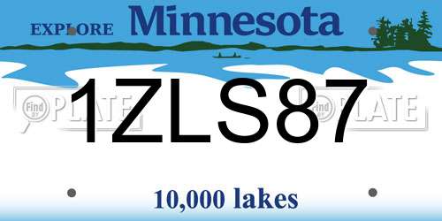 1ZLS87 Minnesota License Plate
