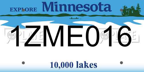 1ZME016 Minnesota License Plate