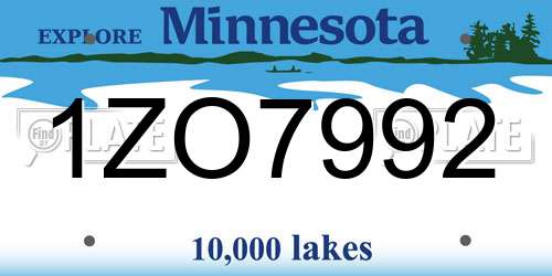 1ZO7992 Minnesota License Plate