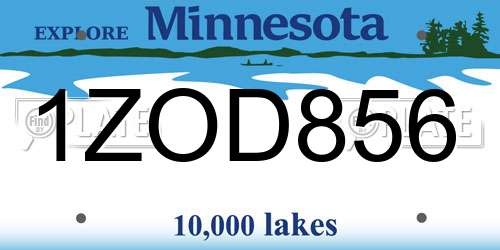 1ZOD856 Minnesota License Plate
