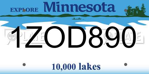 1ZOD890 Minnesota License Plate