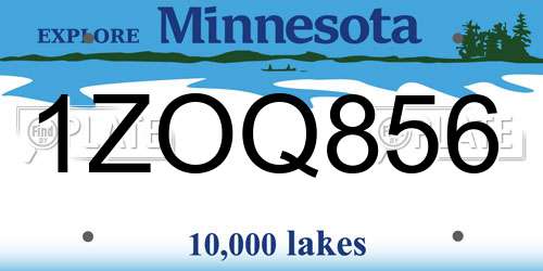 1ZOQ856 Minnesota License Plate