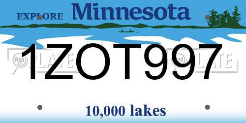 1ZOT997 Minnesota License Plate