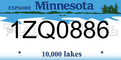 1ZQ0886 Minnesota License Plate