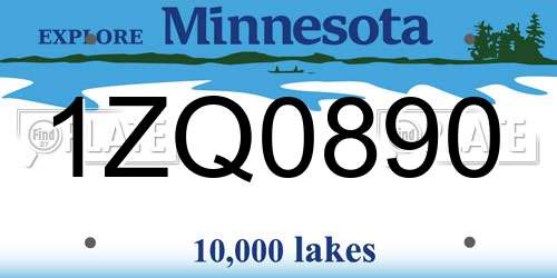 1ZQ0890 Minnesota License Plate